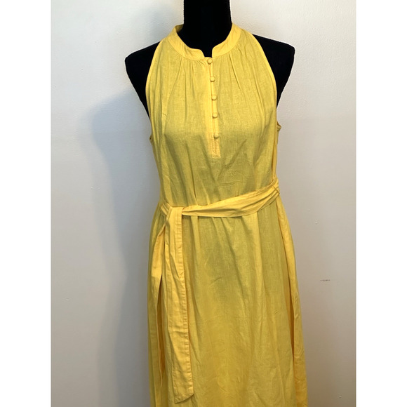 Ann Taylor Dresses & Skirts - Women's Yellow Linen Dress by Ann Taylor Factory Size S Midi Yellow Summer Dress